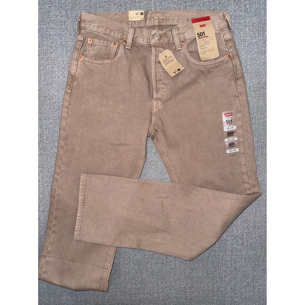 New NWT Levis 501 Original Mens Tan Garment Dyed Straight Leg Jeans 29x30‎